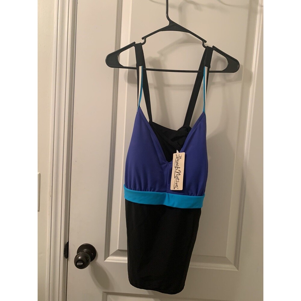 Beach Native Women's Plus Swim Tankini Top Tank Size 24W Blue